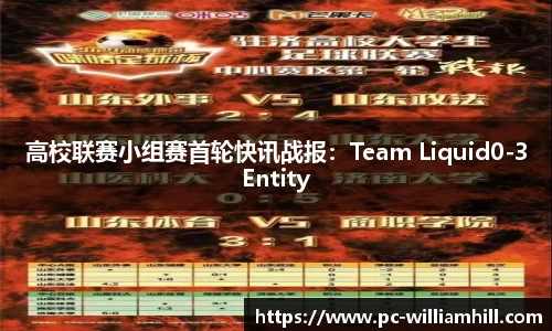 高校联赛小组赛首轮快讯战报：Team Liquid0-3Entity